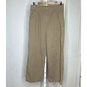 Roucha Pants Khaki Straight Leg Pockets Side Pleat Drawstring Size AA / S